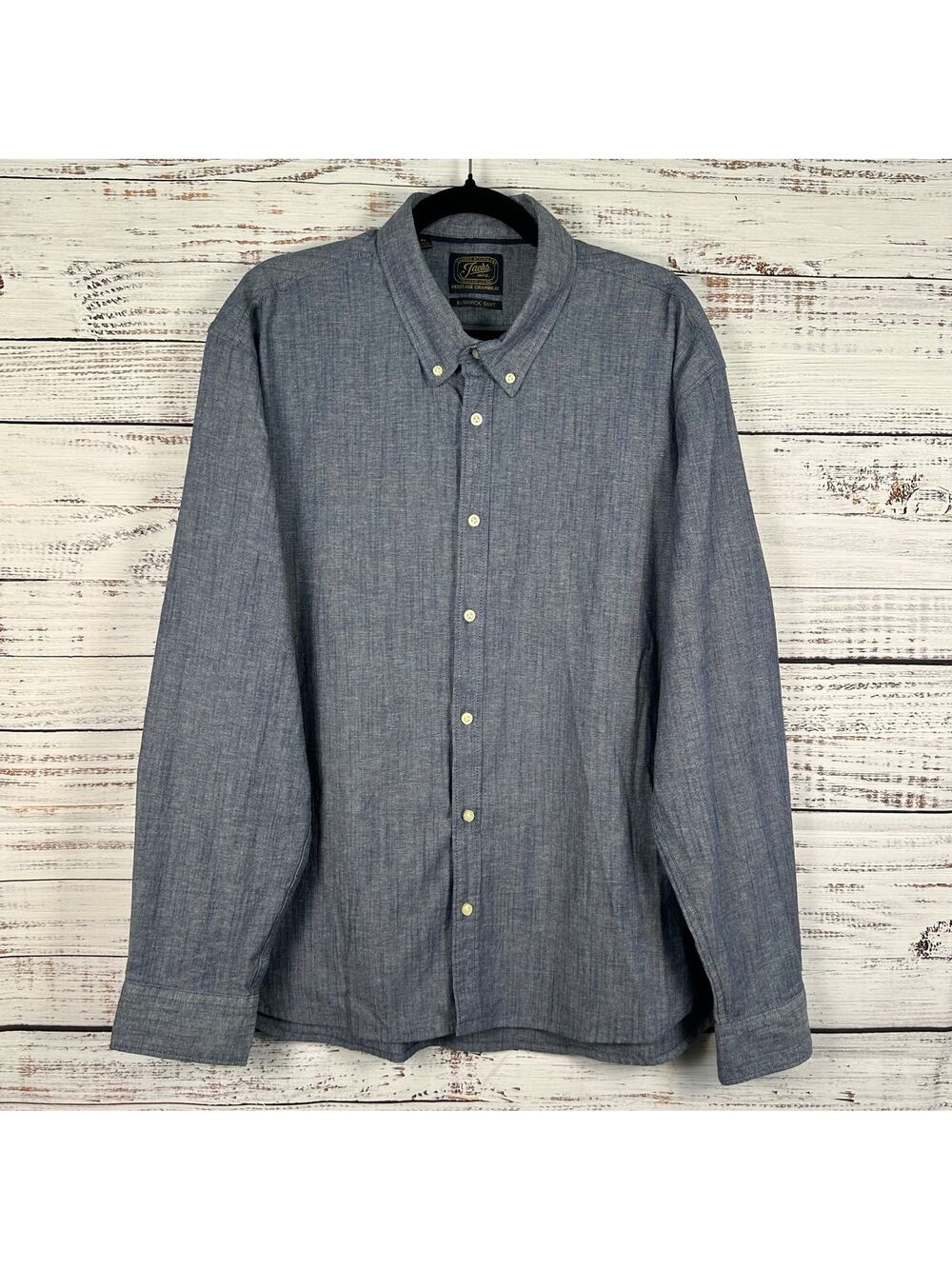 Mens Jachs Blue Heritage Chambray Bushwick Shirt Long Sleeve Button Up Size XL